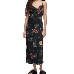 All Saints Black Floral Maxi Dress